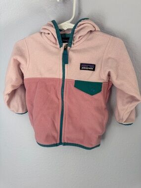Patagonia Two-Tone Pink & Teal Baby Micro D Snap-T Fleece Jacket
